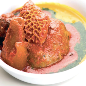 Amala with Assorted Meat <br><span>beef, cow skin, beef tripe</span>